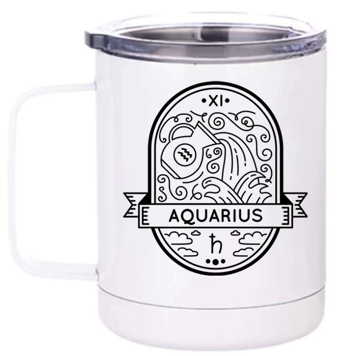 Aquarius Zodiac Symbol Design 12 oz Stainless Steel Tumbler Cup