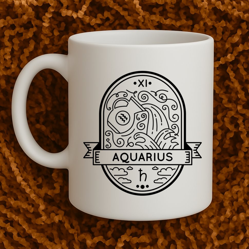 Aquarius Zodiac Symbol Design Mug