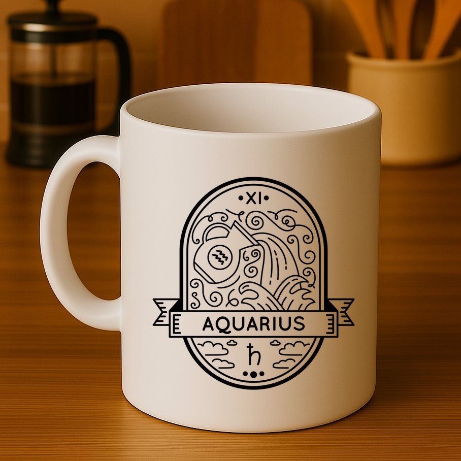 Aquarius Zodiac Symbol Design Mug
