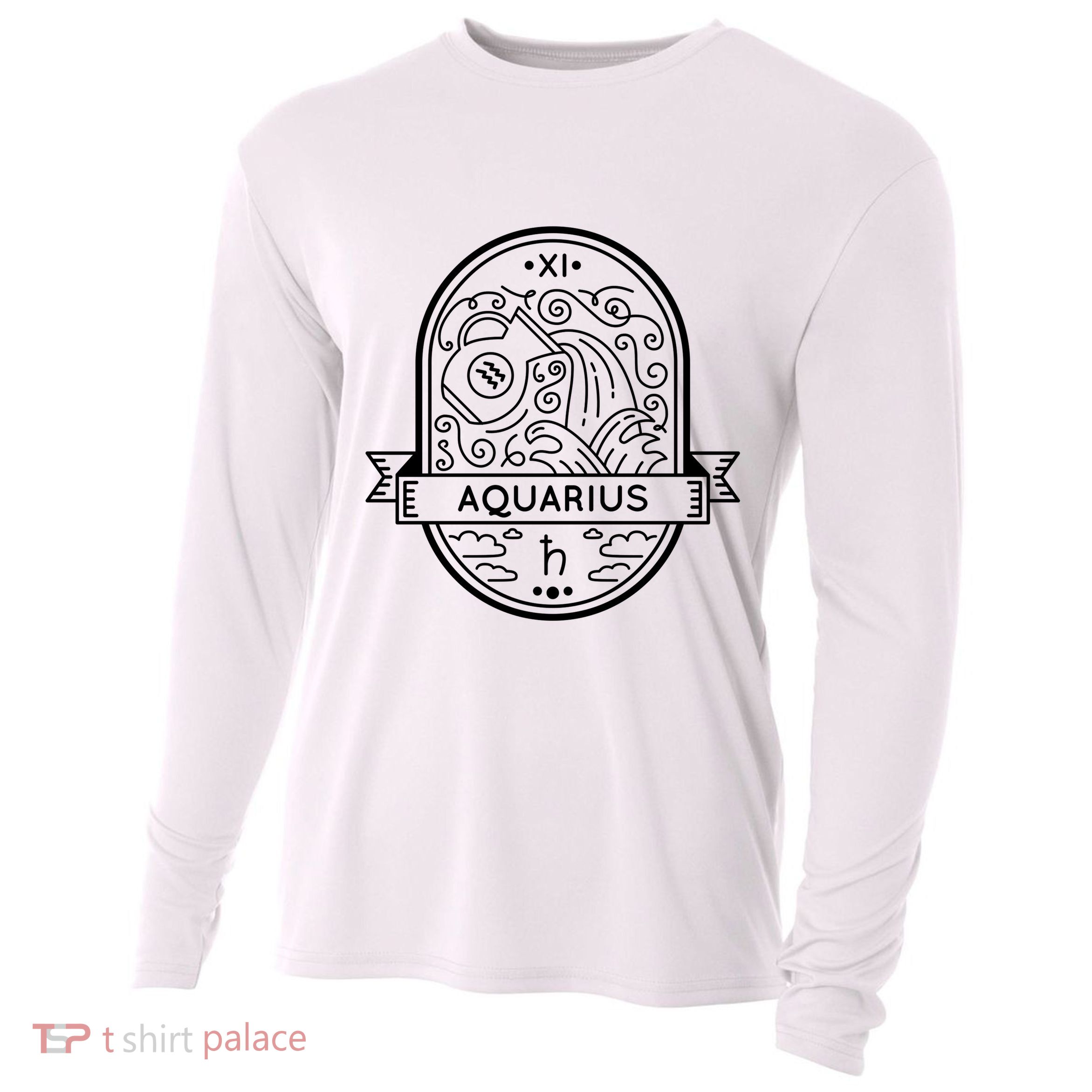 Aquarius Zodiac Symbol Design Cooling Performance Long Sleeve Crew