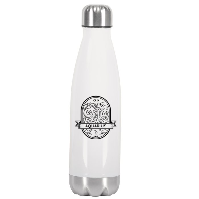 Aquarius Zodiac Symbol Design Stainless Steel Insulated Water Bottle