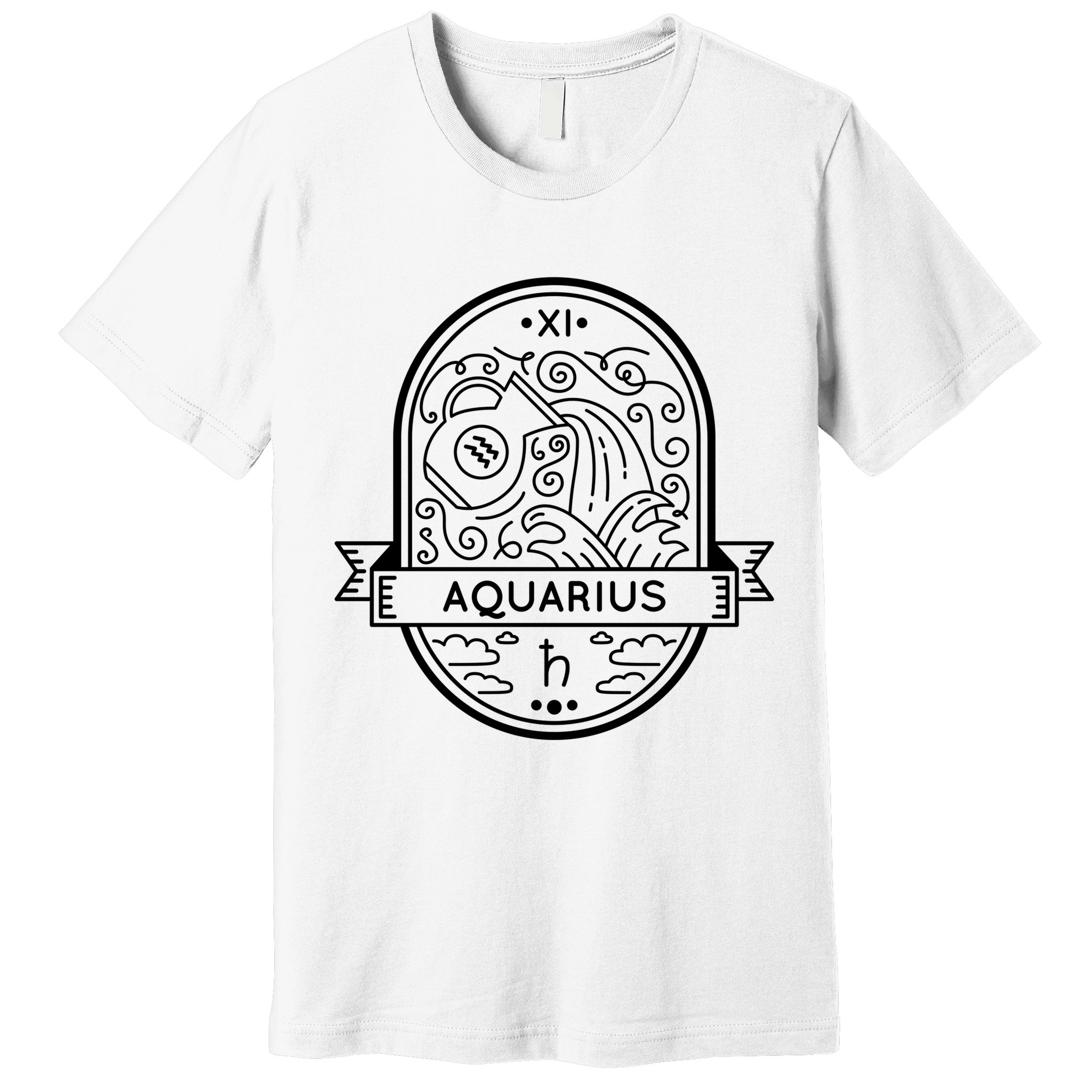 Aquarius Zodiac Symbol Design Premium T-Shirt