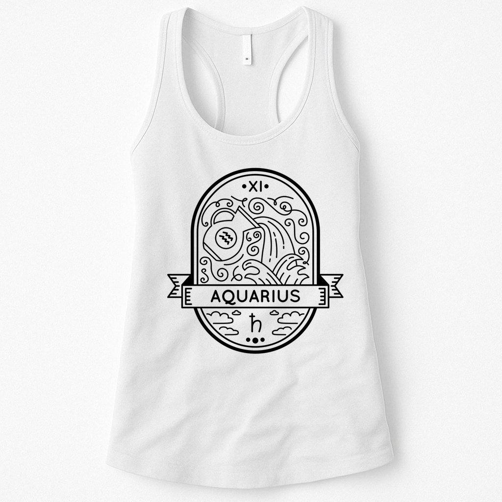 Aquarius Zodiac Symbol Design Womens Tank Top