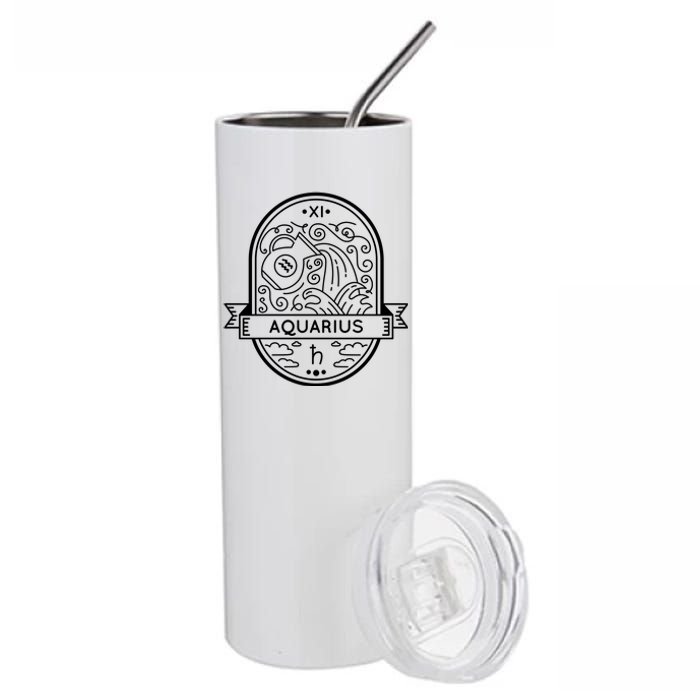 Aquarius Zodiac Symbol Design Stainless Steel Tumbler