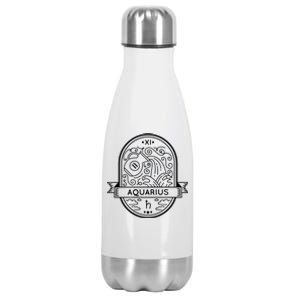 Aquarius Zodiac Symbol Design Stainless Steel Insulated Water Bottle