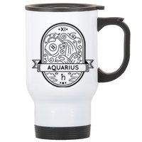 Aquarius Zodiac Symbol Design Stainless Steel Travel Mug