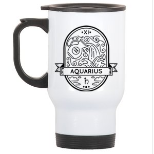 Aquarius Zodiac Symbol Design Stainless Steel Travel Mug