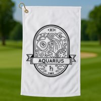 Aquarius Zodiac Symbol Design Golf Towel