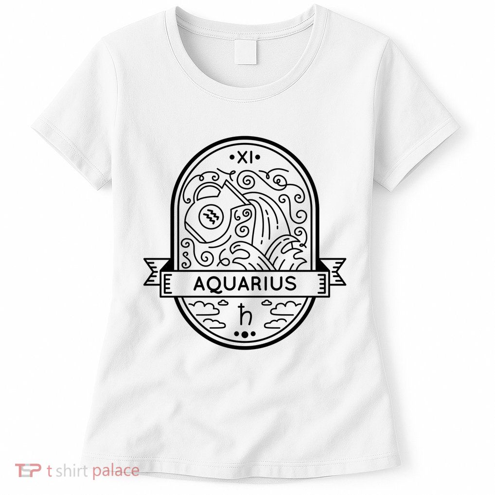 Aquarius Zodiac Symbol Design Womens T-Shirt