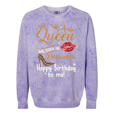 A Queen Was Born In December Happy Birthday To Me Leopard Colorblast Crewneck Sweatshirt