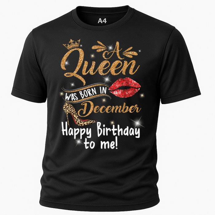 A Queen Was Born In December Happy Birthday To Me Leopard Cooling Performance Crew T-Shirt