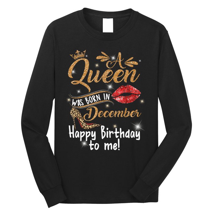 A Queen Was Born In December Happy Birthday To Me Leopard Long Sleeve Shirt