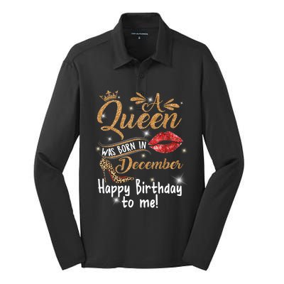 A Queen Was Born In December Happy Birthday To Me Leopard Silk Touch Performance Long Sleeve Polo