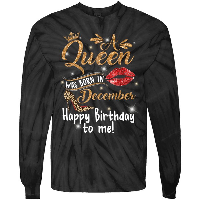 A Queen Was Born In December Happy Birthday To Me Leopard Tie-Dye Long Sleeve Shirt