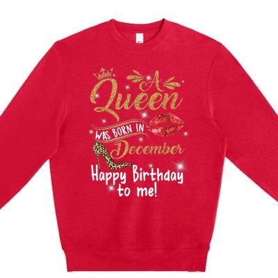 A Queen Was Born In December Happy Birthday To Me Leopard Premium Crewneck Sweatshirt