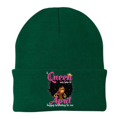 A Queen Was Born In April Birthday Afro Wo Knit Cap Winter Beanie