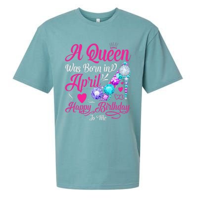 A Queen Was Born In April Happy Birthday To Me Sueded Cloud Jersey T-Shirt