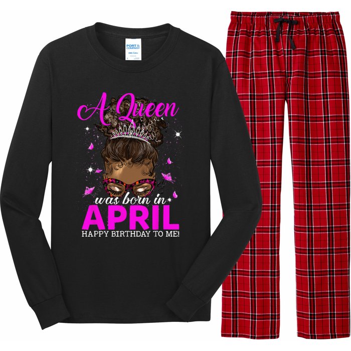 A Queen Was Born In April Happy Birthday To Me Long Sleeve Pajama Set