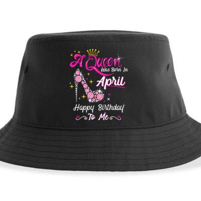 A Queen was Born in April Happy Birthday To Me High Heel Sustainable Bucket Hat