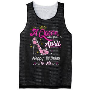 A Queen was Born in April Happy Birthday To Me High Heel Mesh Reversible Basketball Jersey Tank