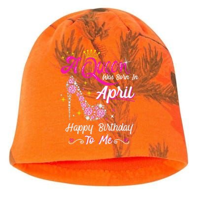 A Queen was Born in April Happy Birthday To Me High Heel Kati - Camo Knit Beanie