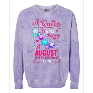 A Queen Was Born In August Birthday Colorblast Crewneck Sweatshirt