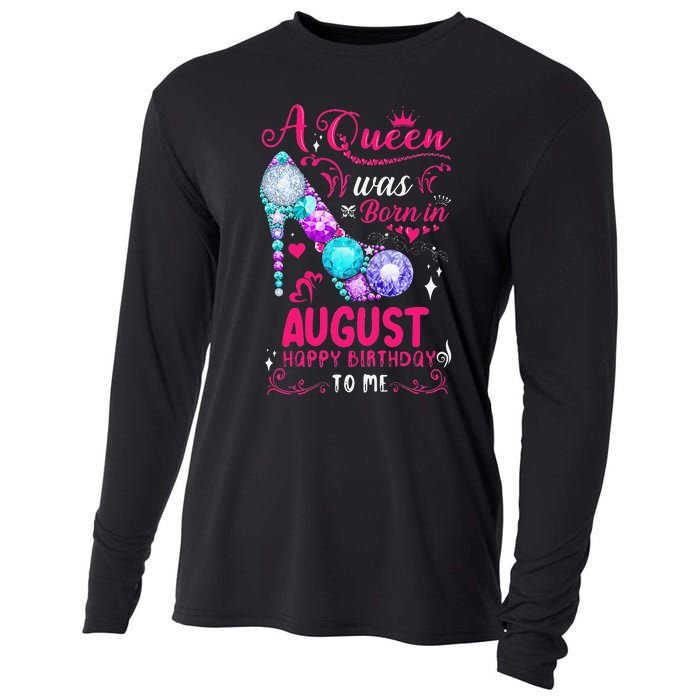 A Queen Was Born In August Birthday Cooling Performance Long Sleeve Crew