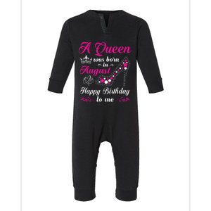 A Queen Was Born In August Birthday Infant Fleece One Piece