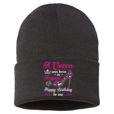 A Queen Was Born In August Birthday Sustainable Knit Beanie