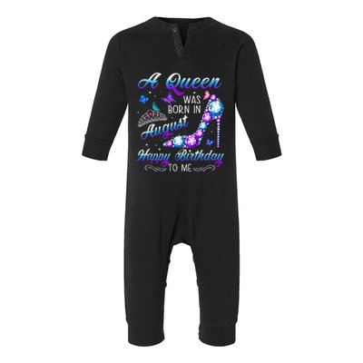 A queen was born in August Cute Birthday Gift Infant Fleece One Piece