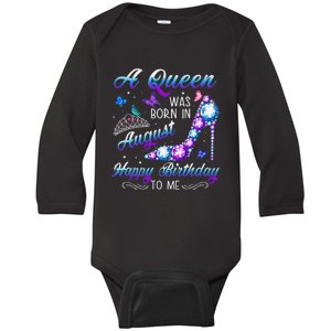 A queen was born in August Cute Birthday Gift Baby Long Sleeve Bodysuit