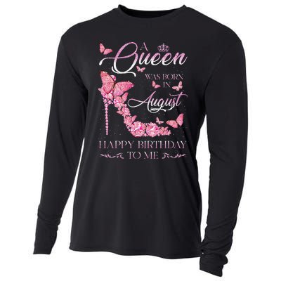 A Queen Was Born In August Happy Birthday To Me High Heel Cooling Performance Long Sleeve Crew