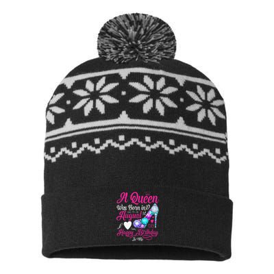 A Queen Was Born In August Happy Birthday To Me USA-Made Snowflake Beanie