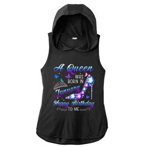 A queen was born in January Funny Birthday Party Ladies PosiCharge Tri-Blend Wicking Draft Hoodie Tank