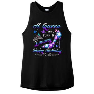 A queen was born in January Funny Birthday Party Ladies PosiCharge Tri-Blend Wicking Tank