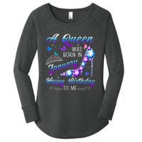 A queen was born in January Funny Birthday Party Women's Perfect Tri Tunic Long Sleeve Shirt