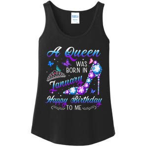 A queen was born in January Funny Birthday Party Ladies Essential Tank