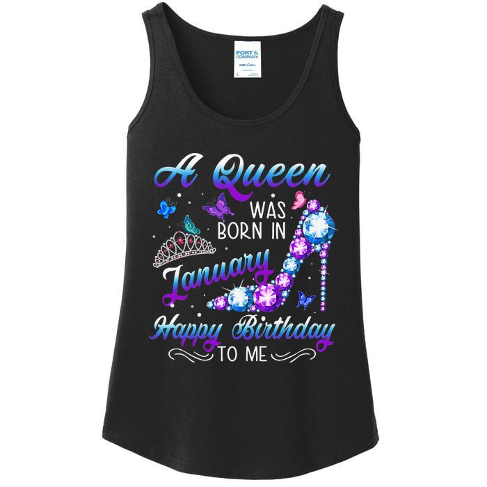 A queen was born in January Funny Birthday Party Ladies Essential Tank