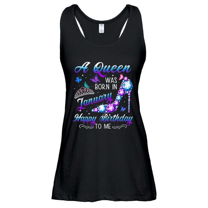 A queen was born in January Funny Birthday Party Ladies Essential Flowy Tank