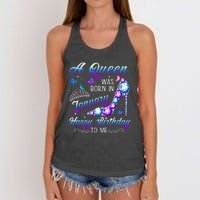 A queen was born in January Funny Birthday Party Women's Knotted Racerback Tank