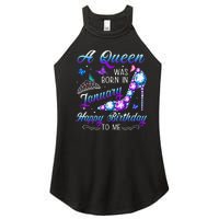 A queen was born in January Funny Birthday Party Women's Perfect Tri Rocker Tank