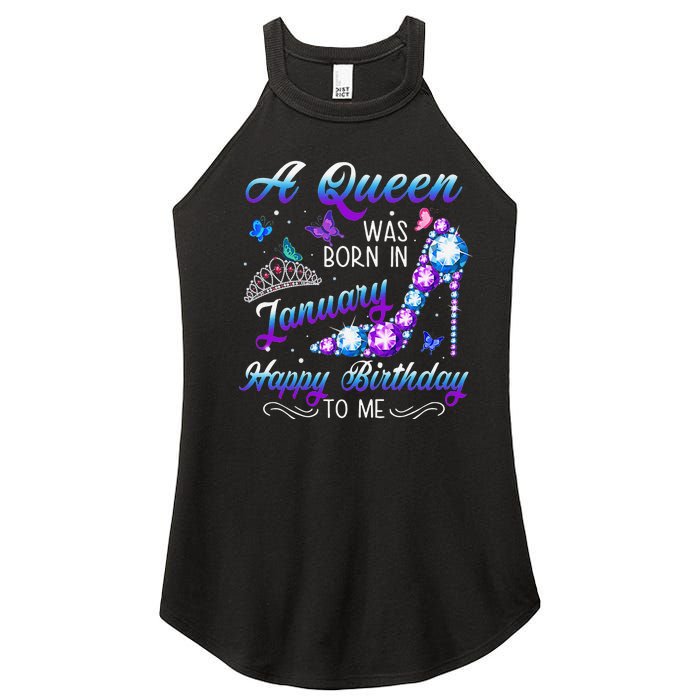 A queen was born in January Funny Birthday Party Women's Perfect Tri Rocker Tank