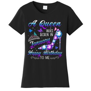 A queen was born in January Funny Birthday Party Women's T-Shirt