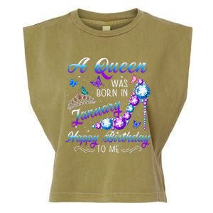 A queen was born in January Funny Birthday Party Garment-Dyed Women's Muscle Tee