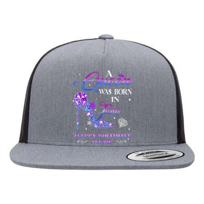 A Queen Was Born In June Happy Birthday To Me Wo Bday Flat Bill Trucker Hat