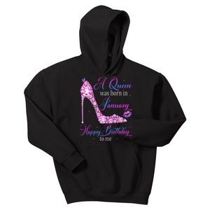 A Queen Was Born In January Happy Birthday To Me High Heel Kids Hoodie