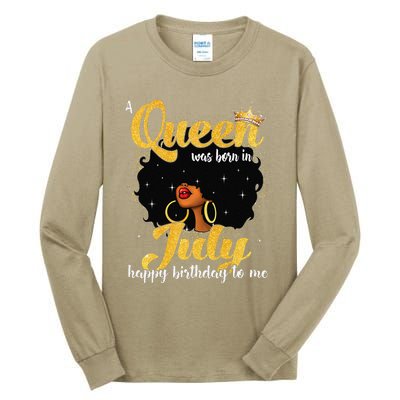 A Queen Was Born In July Black Birthday Afro Woman Tall Long Sleeve T-Shirt