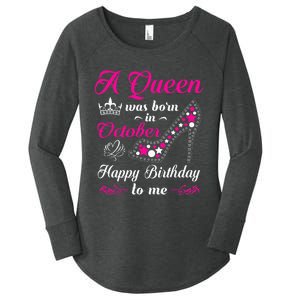 A Queen Was Born In October Birthday Gift For Wo Women's Perfect Tri Tunic Long Sleeve Shirt