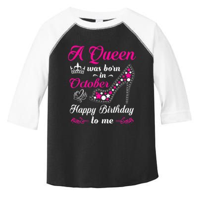 A Queen Was Born In October Birthday Gift For Wo Toddler Fine Jersey T-Shirt