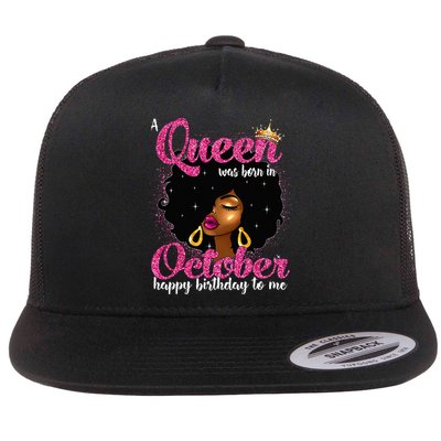 A Queen Was Born In October Birthday Afro Women Flatbill Hat
